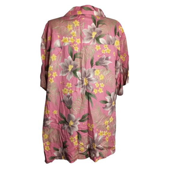 Havana Jacks Cafe Size 3X Hawaiian Shirt Womens Floral Pink Tiki Coconut Buttons - Picture 3 of 7